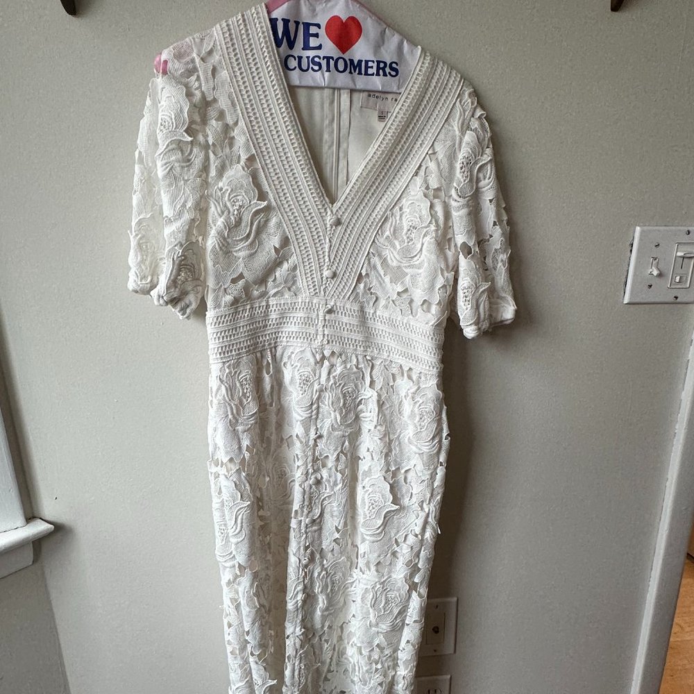 Adelyn Rae Midi Dress Crochet Lace White